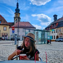 Enjoying ice-cream on the main square of Stadtsteinach